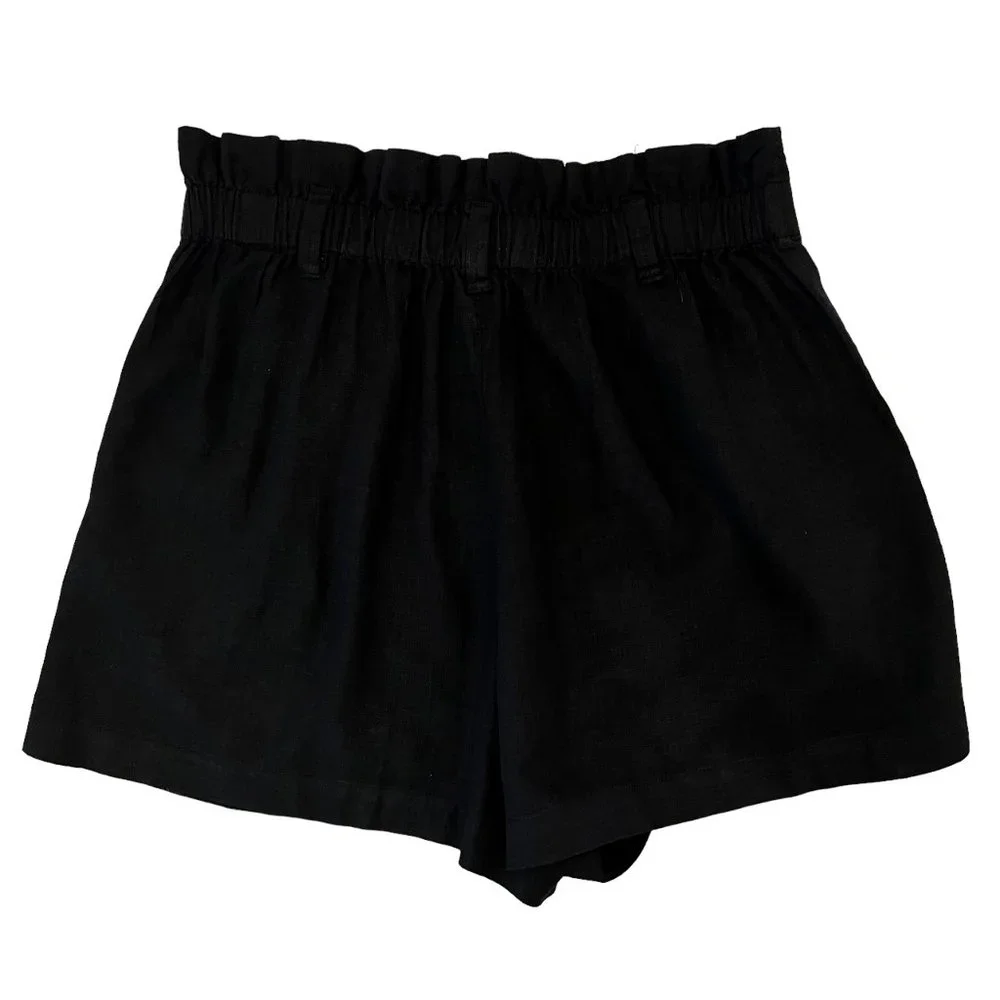 Madewell Black High Waist Paperbag Shorts Size 6 - Picture 4 of 8